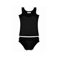 FRILLY SET BLACK SATIN