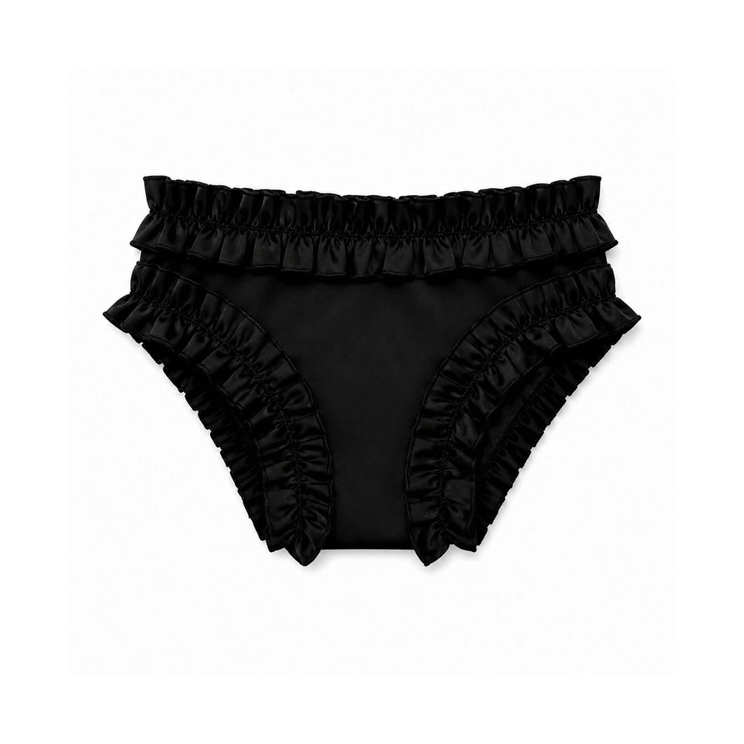 FRILLY SET BLACK SATIN