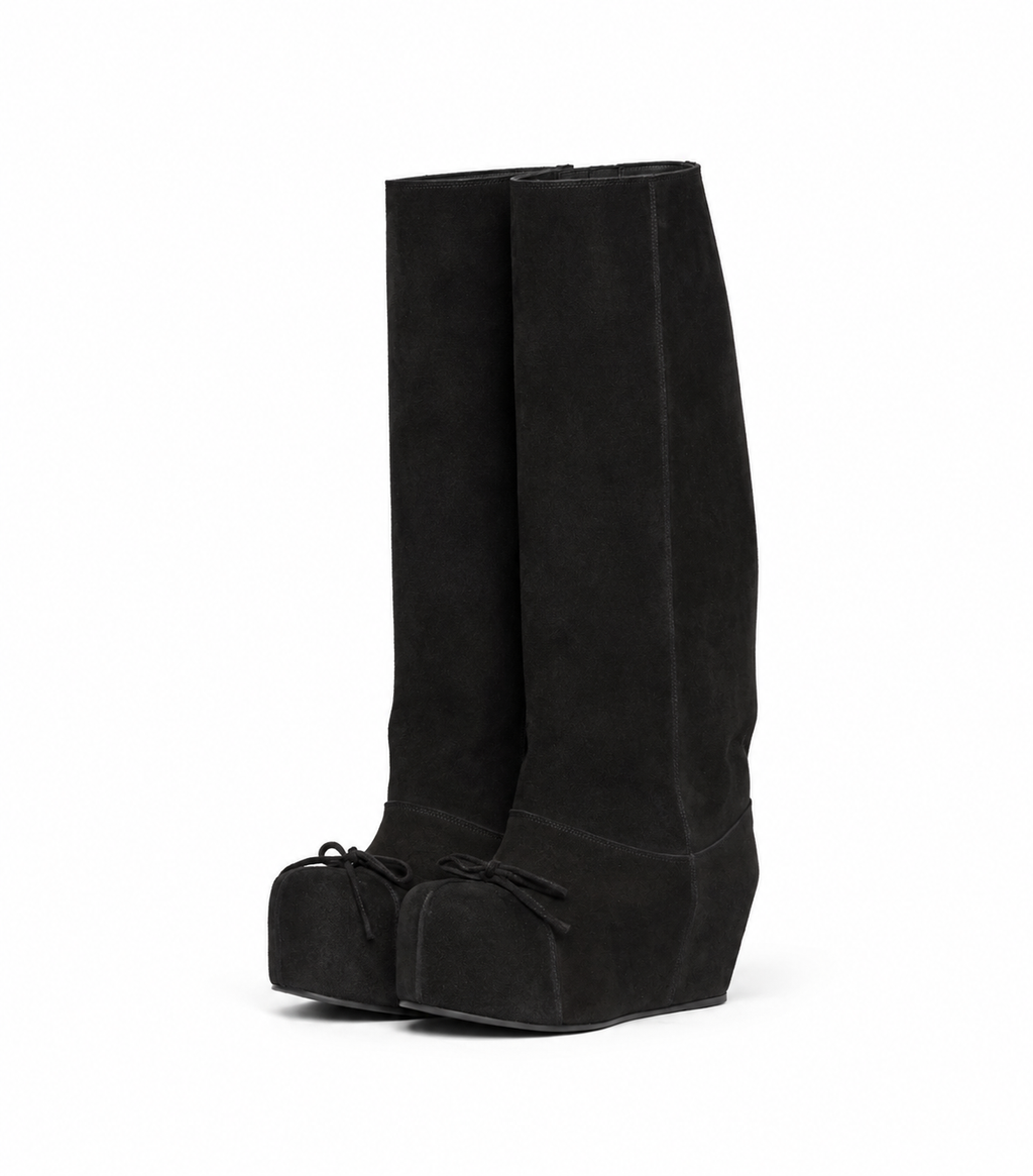 WAXED SUEDE BALLERINA RIDING BOOT